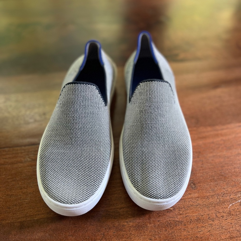 Rothy's Slip On Shoes Women's 7 Navy/White Sneaker Loafer
